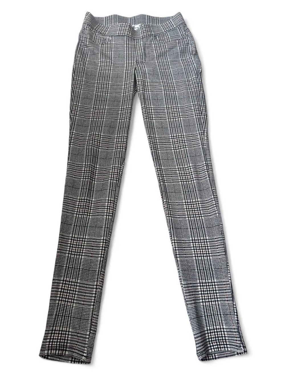 Seven7 Women’s Plaid Pull-On Skinny Pants Size Small Black Cream